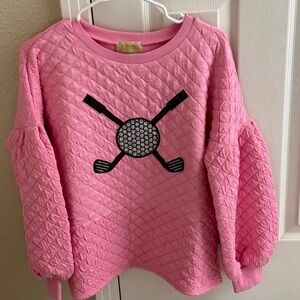 New Judith March Golf pink pullover quilted sweatshirt small